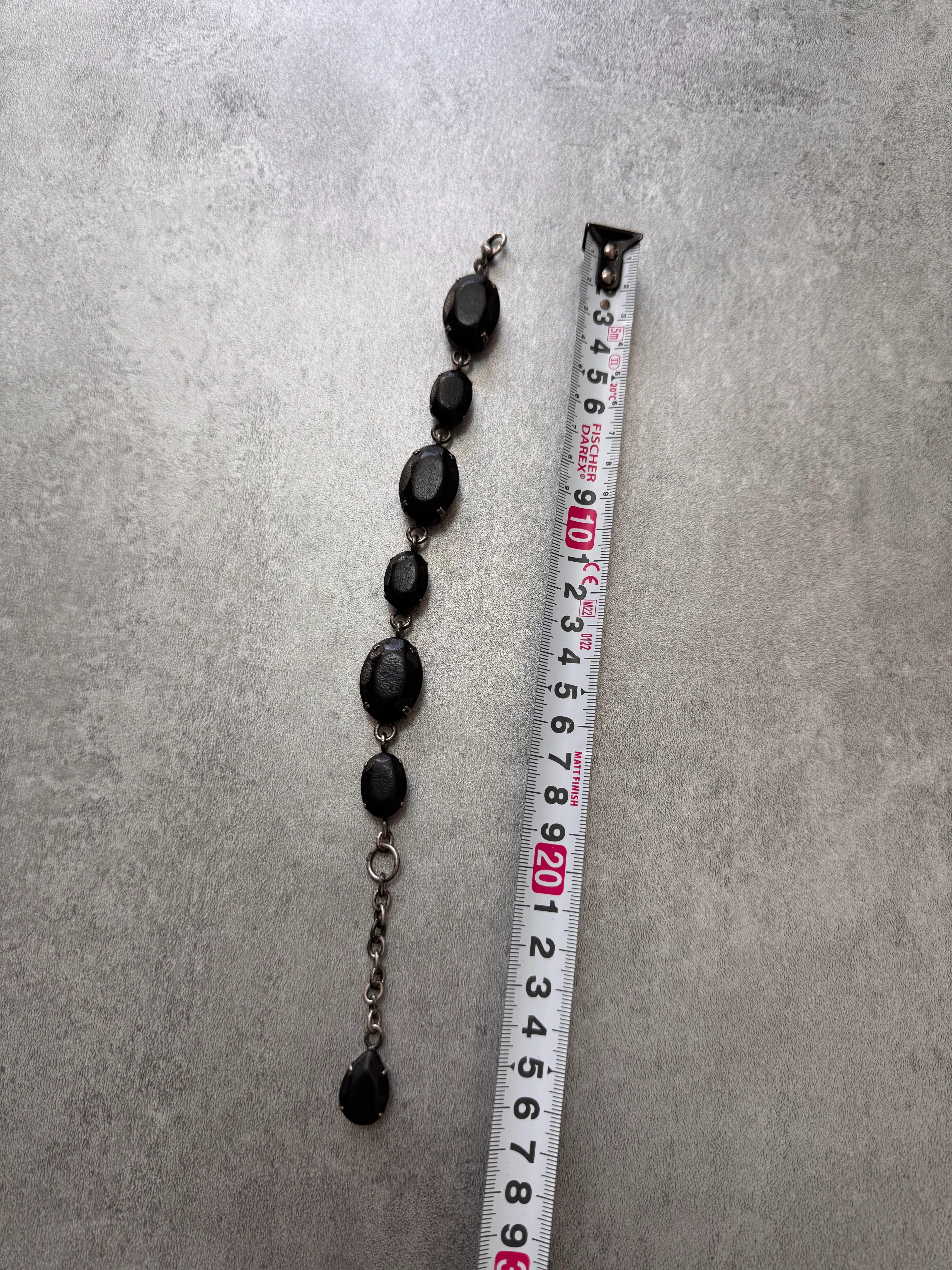 2000s Jean Paul Gaultier Black Leather Gemstone Metal Bracelet - Image 8