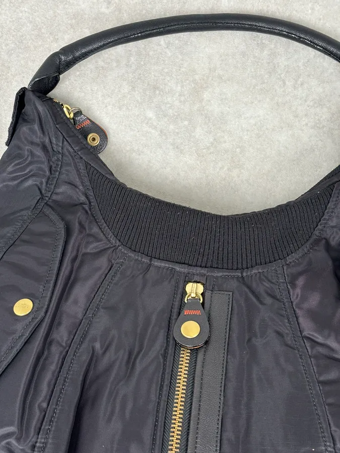 2000s Jean Paul Gaultier Black Nylon Multi-Pocket Hobo Bag - Image 4
