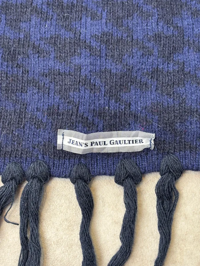 2000s Jean Paul Gaultier Blue Gradient Checkered Rock Scarf - Image 7