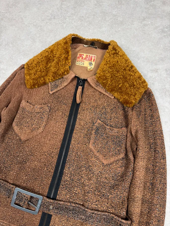 2000s Jean Paul Gaultier Brown Aged Raw Cotton Jacket - Image 3