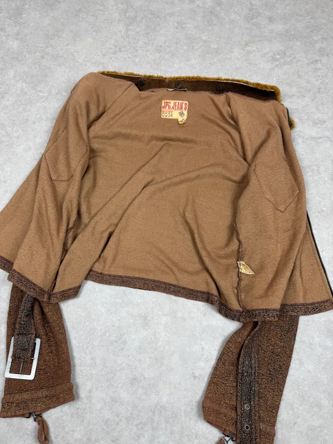 2000s Jean Paul Gaultier Brown Aged Raw Cotton Jacket - Image 8