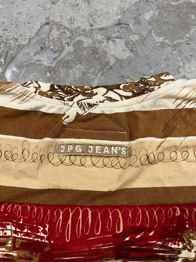 2000s Jean Paul Gaultier Brown Baroque Flowers Tee-Shirt - Image 7