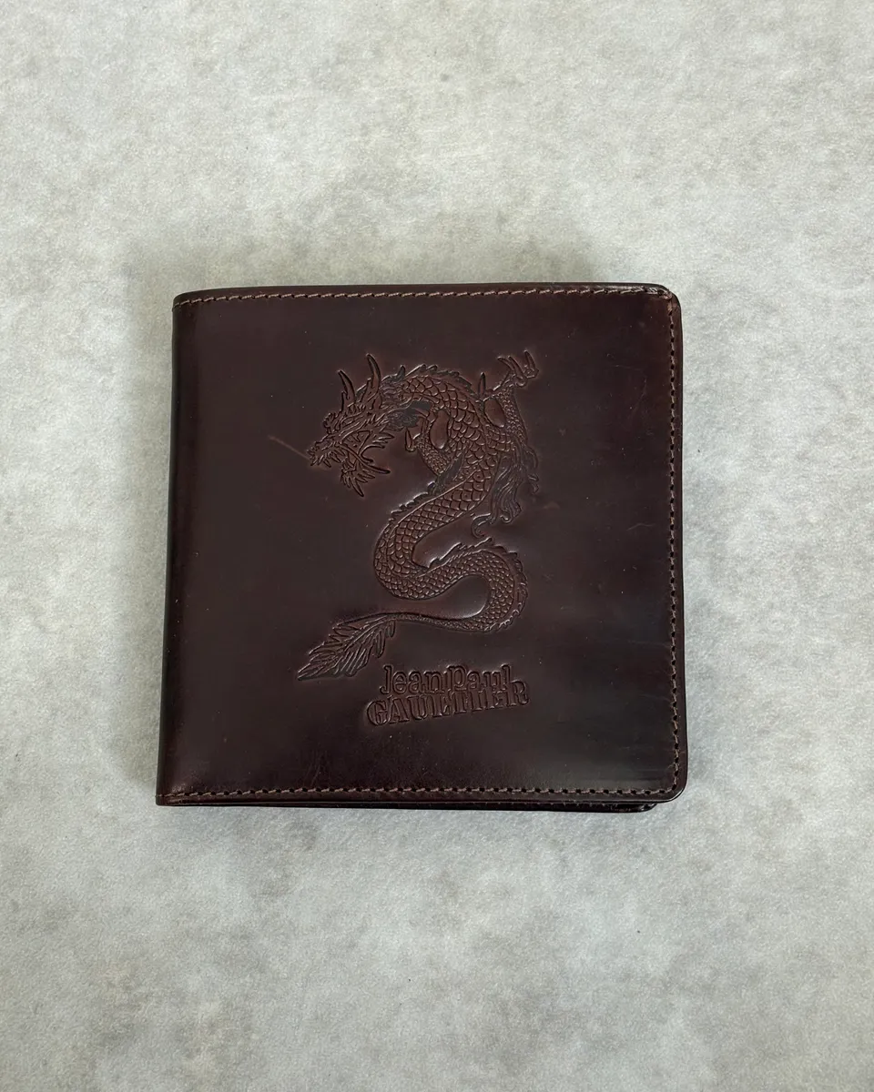 2000s Jean Paul Gaultier Brown Dragon Leather Wallet