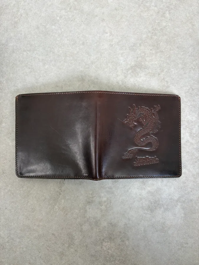 2000s Jean Paul Gaultier Brown Dragon Leather Wallet - Image 3