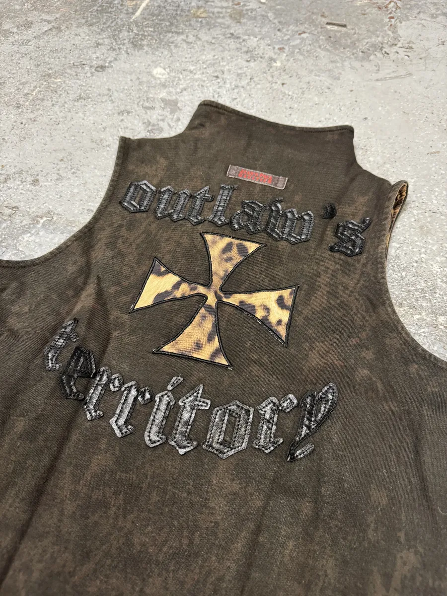 2000s Jean Paul Gaultier Brown Leopard Outlaws Territory Vest Zip-up - Image 5