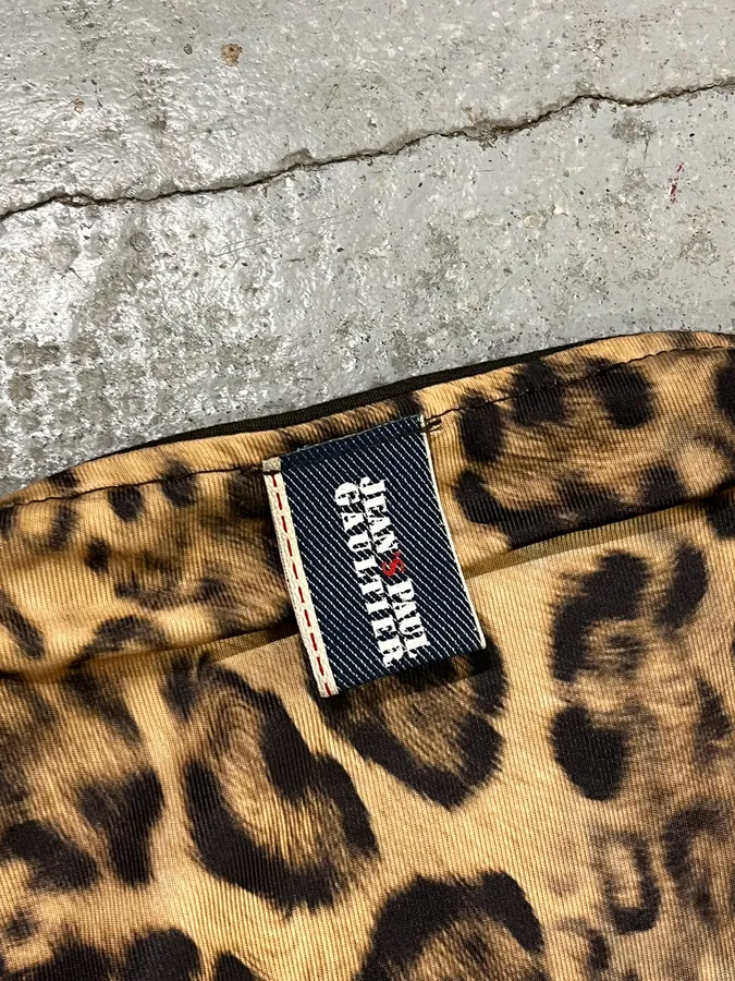 2000s Jean Paul Gaultier Cross Outlaw Leopard Lining Zip-Up Vest - Image 11