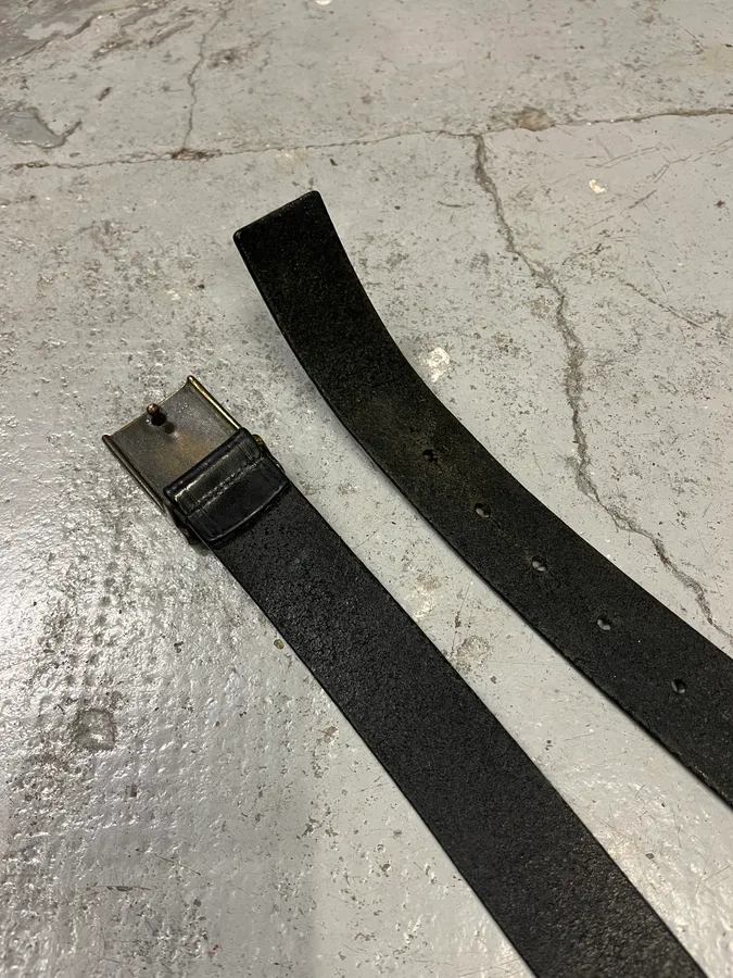 2000s Jean Paul Gaultier Earth Black Leather Belt - Image 4