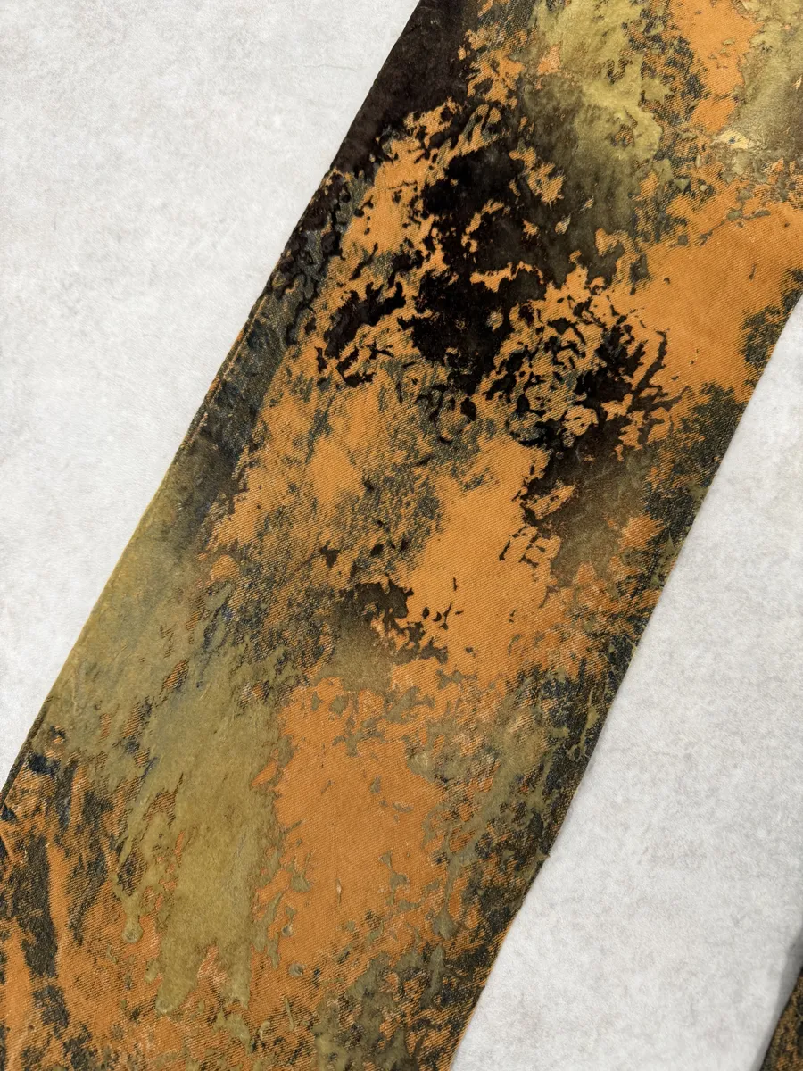 2000s Jean Paul Gaultier Earth Eroded Orange Velvet Pants - Image 14