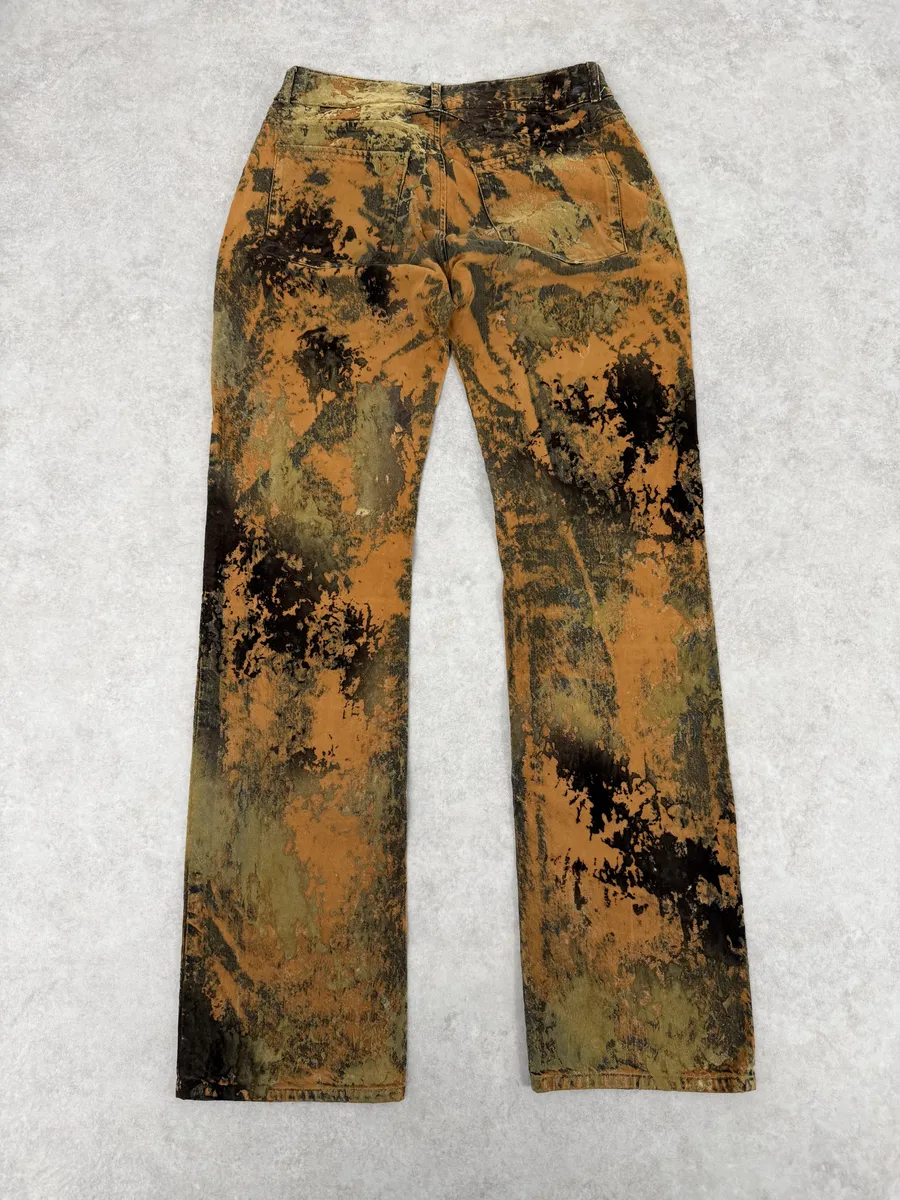 2000s Jean Paul Gaultier Earth Eroded Orange Velvet Pants - Image 5