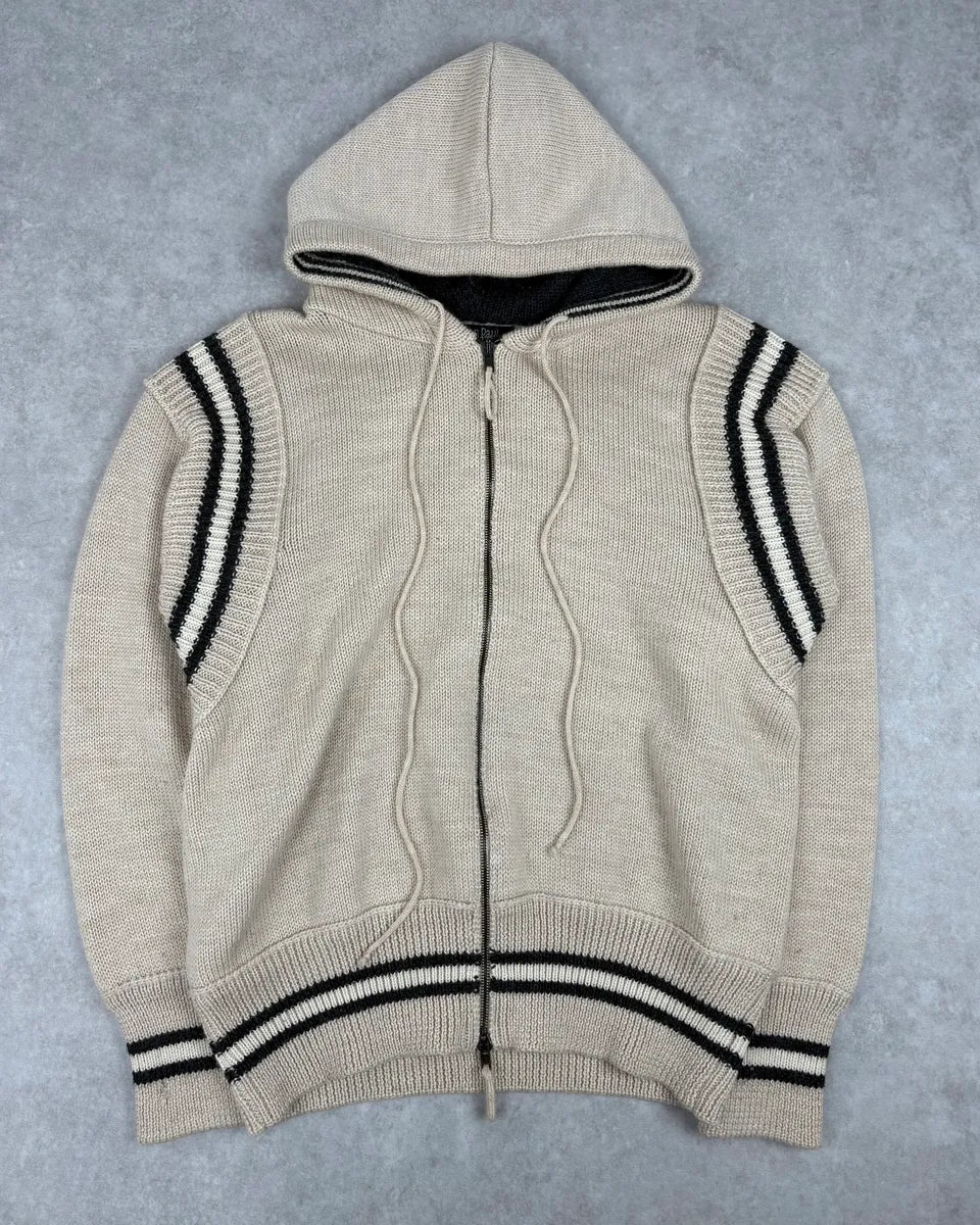 2000s Jean Paul Gaultier Grey Wool Boxer Zip-up Hoodie - Image 2