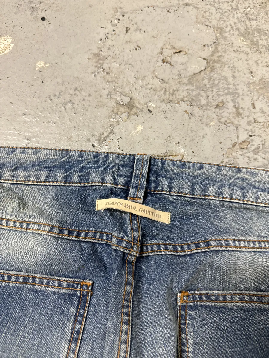 2000s Jean Paul Gaultier Large Blue Denim Jeans - Image 7