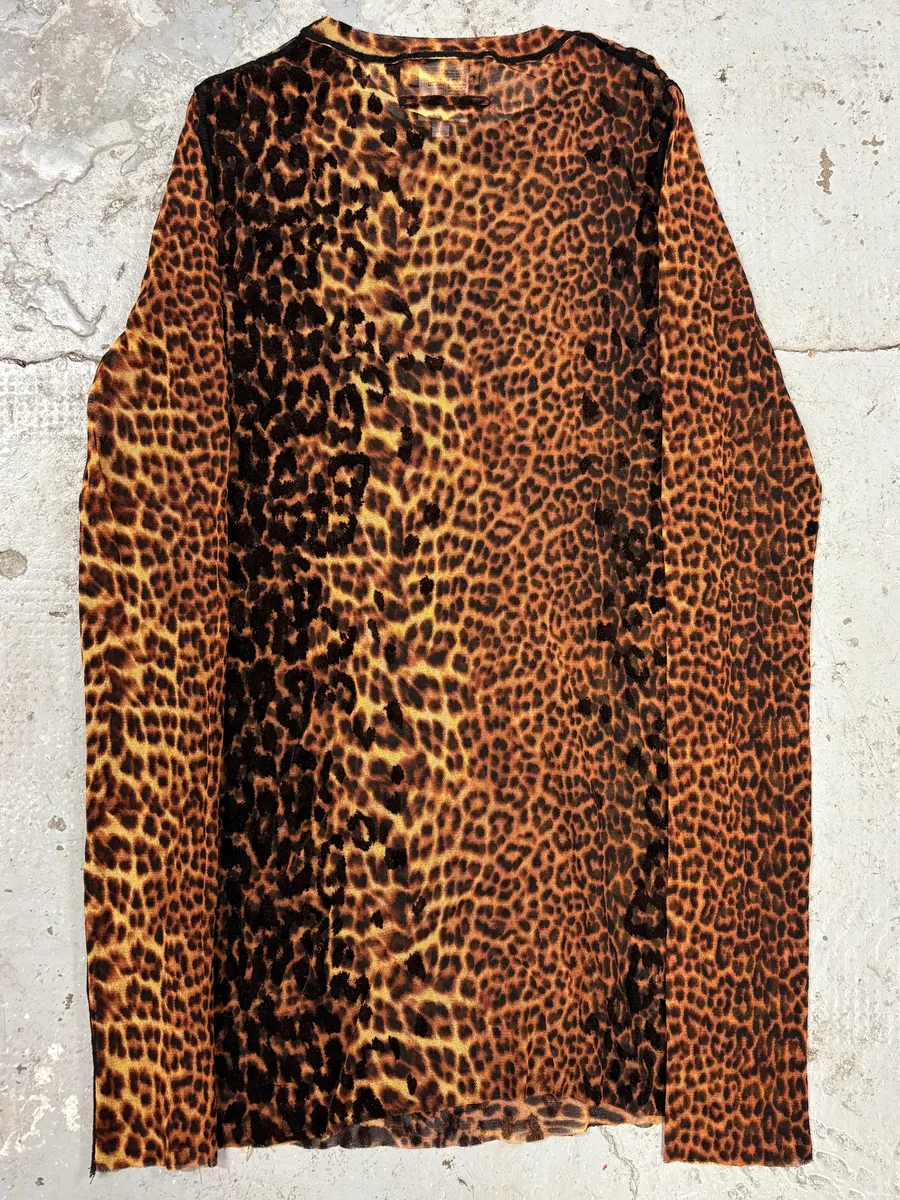 2000s Jean Paul Gaultier Leopard Savage Mesh Top Longsleeves - Image 4
