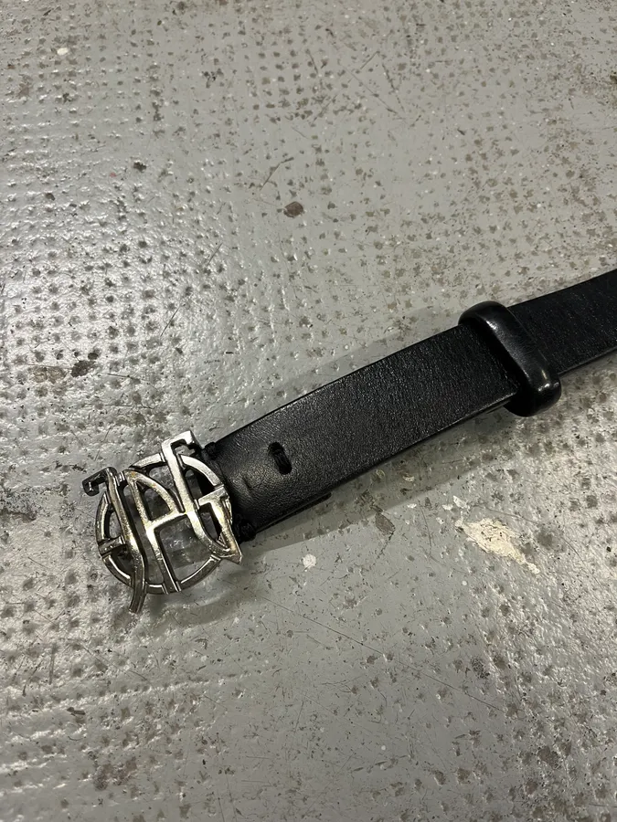 2000s Jean Paul Gaultier Logo Buckle Black Leather Belt - Image 5