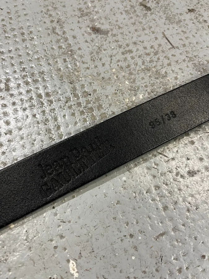 2000s Jean Paul Gaultier Logo Buckle Black Leather Belt - Image 8