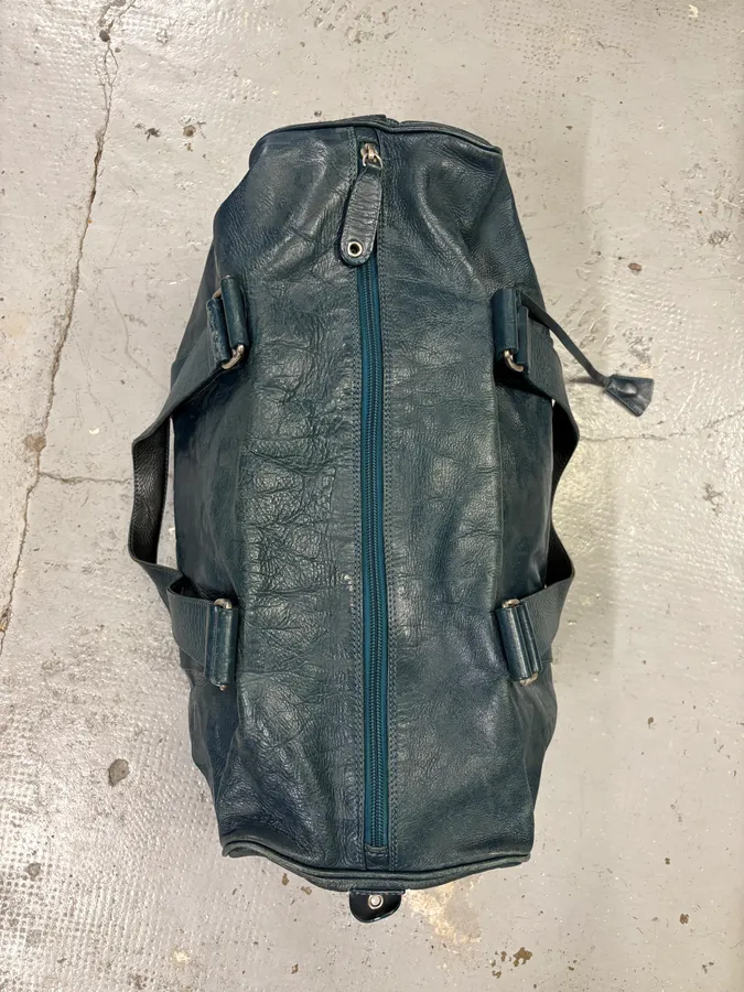 2000s Jean Paul Gaultier Marlene Dietrich Face Navy Leather Handle Bag - Image 4
