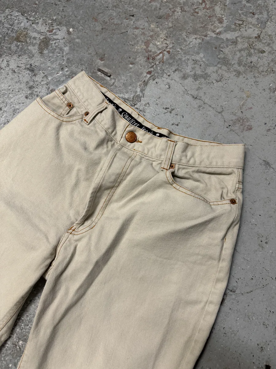 2000s Jean Paul Gaultier Minimalist Beige Pants - Image 10