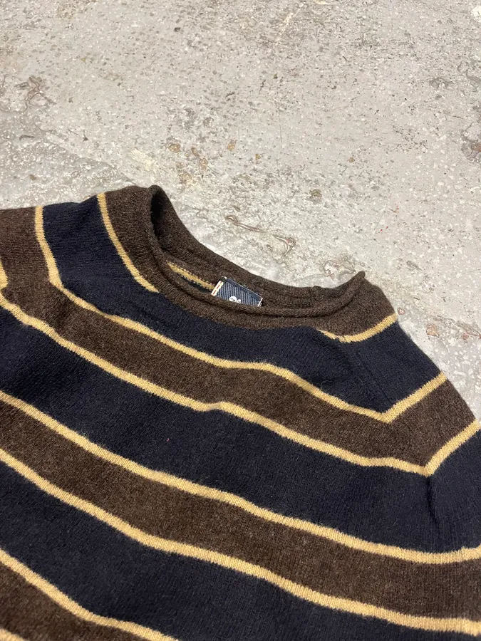 2000s Jean Paul Gaultier Navy & Brown Striped Wool Sweater - Image 5