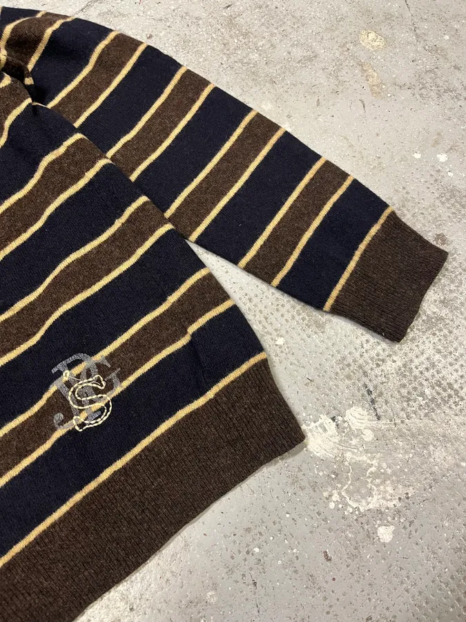 2000s Jean Paul Gaultier Navy & Brown Striped Wool Sweater - Image 6