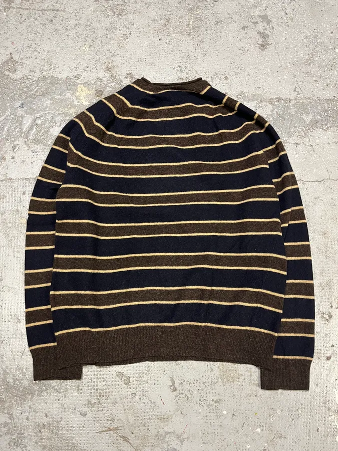 2000s Jean Paul Gaultier Navy & Brown Striped Wool Sweater - Image 7