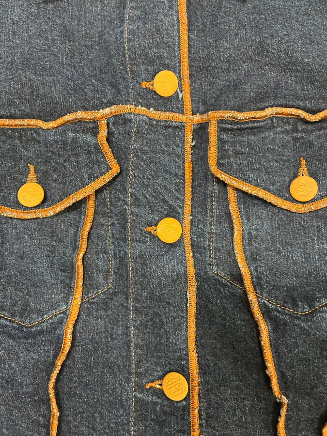 2000s Jean Paul Gaultier Navy Brut Denim Jacket - Image 8