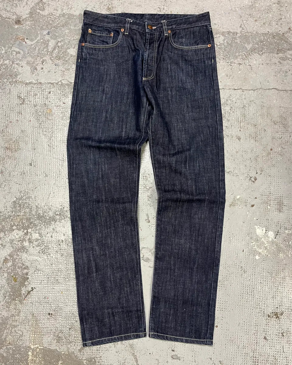 2000s Jean Paul Gaultier Navy Brut Denim Jeans