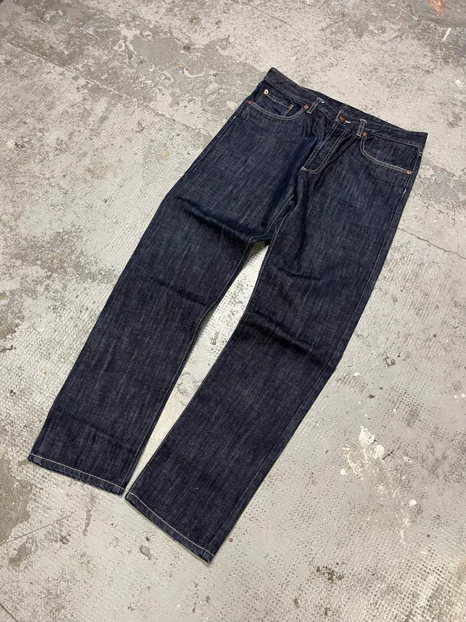 2000s Jean Paul Gaultier Navy Brut Denim Jeans - Image 2
