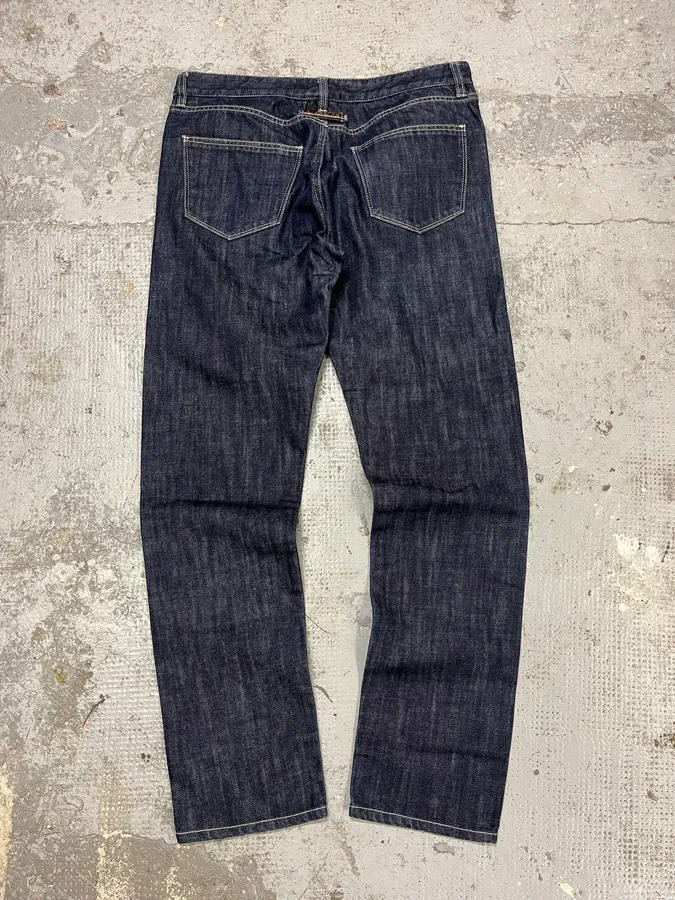 2000s Jean Paul Gaultier Navy Brut Denim Jeans - Image 3