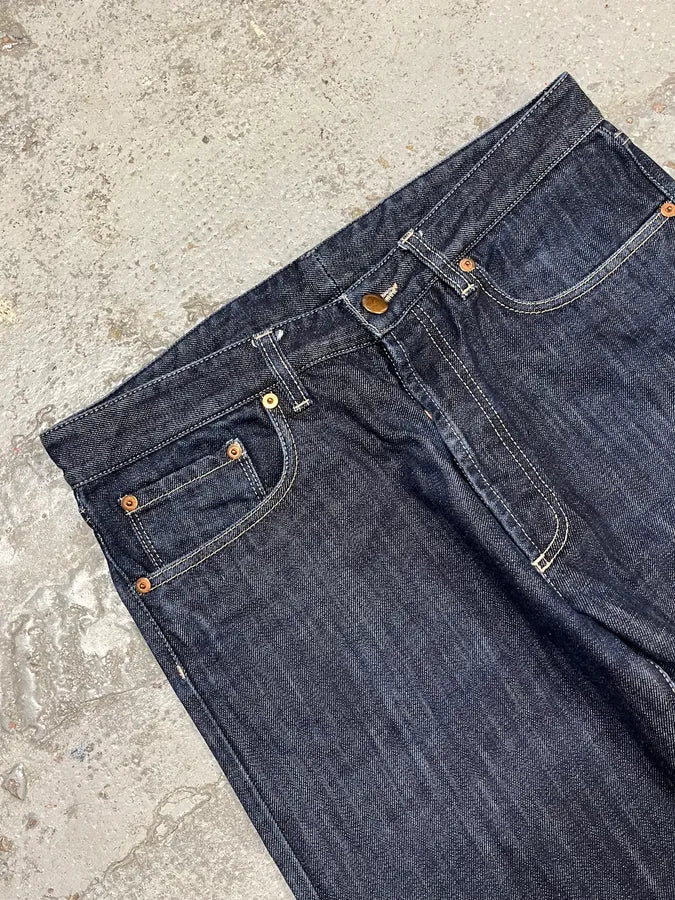 2000s Jean Paul Gaultier Navy Brut Denim Jeans - Image 4