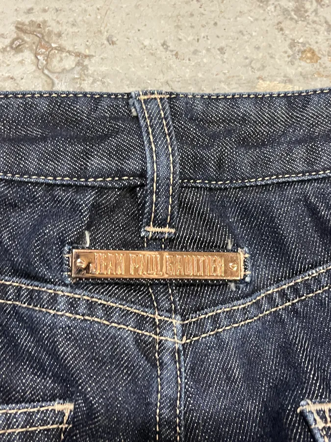2000s Jean Paul Gaultier Navy Brut Denim Jeans - Image 7