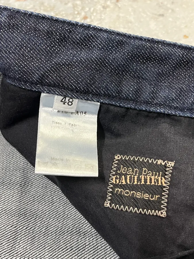 2000s Jean Paul Gaultier Navy Brut Denim Jeans - Image 8
