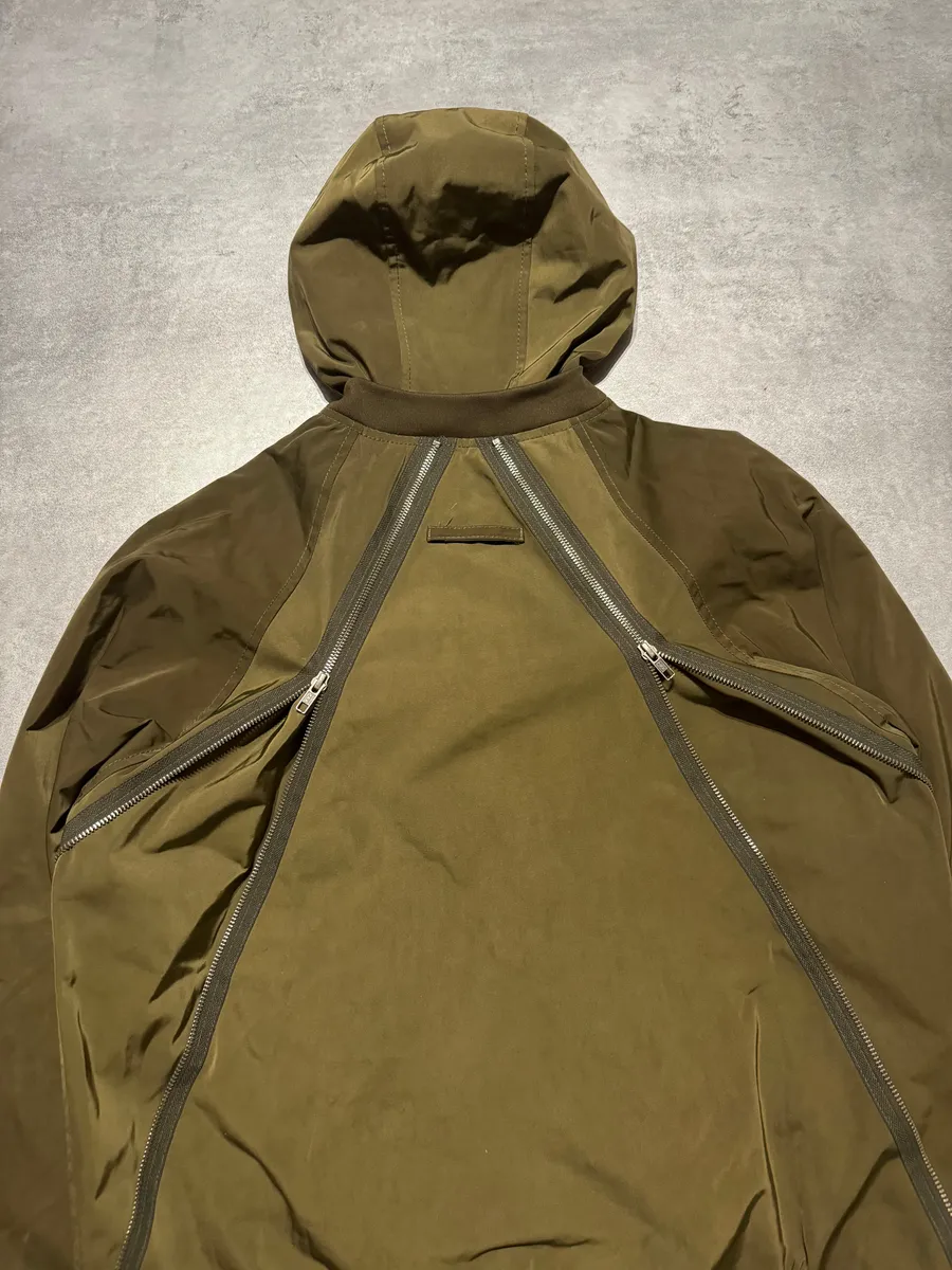 2000s Jean Paul Gaultier Olive Multi zips Symmetrical Hooded Jacket - Image 3