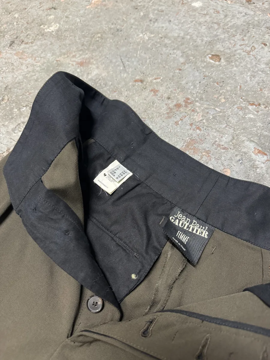 2000s Jean Paul Gaultier Olive Tailored Pants - Image 9
