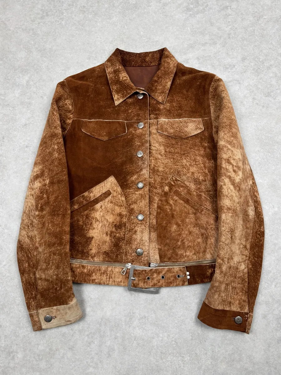 2000s Jean Paul Gaultier Raw Clay Leather Jacket