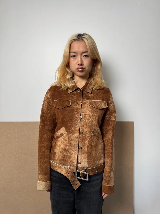 2000s Jean Paul Gaultier Raw Clay Leather Jacket - Image 2