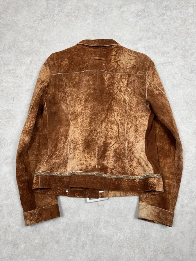 2000s Jean Paul Gaultier Raw Clay Leather Jacket - Image 4