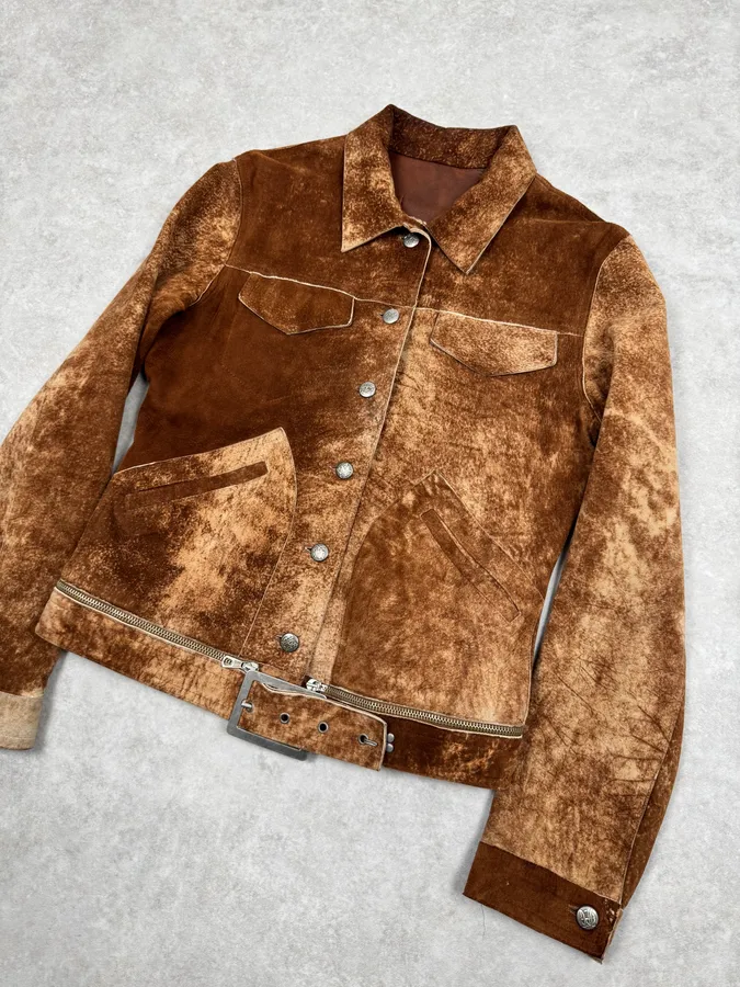 2000s Jean Paul Gaultier Raw Clay Leather Jacket - Image 6