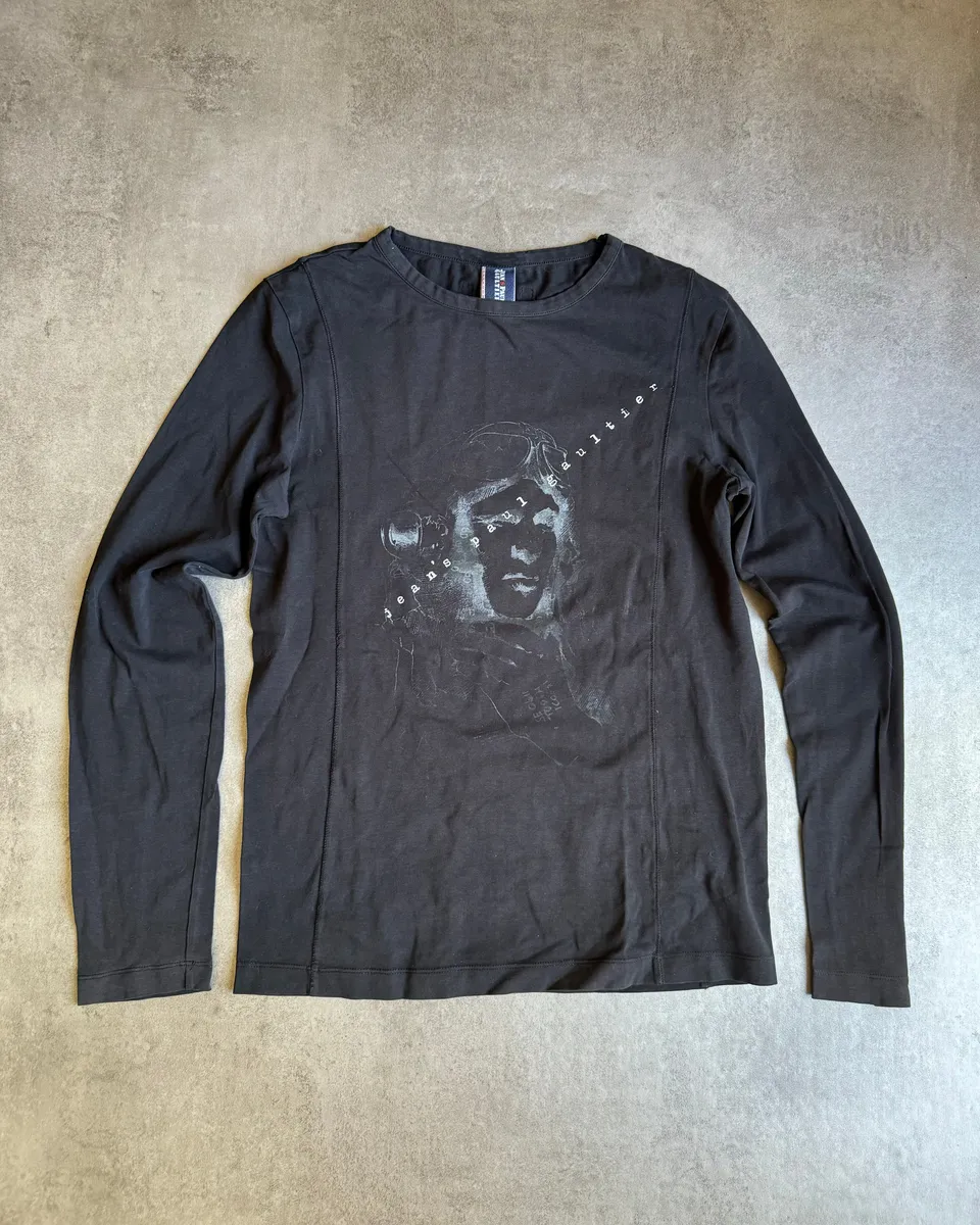 2000s Jean Paul Gaultier Shadow Dark Black Longsleeves - Image 9