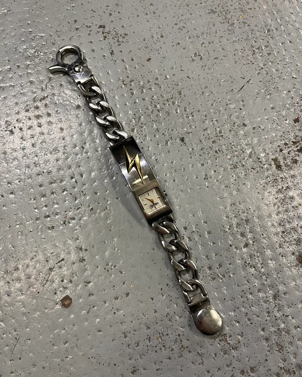 2000s Jean Paul Gaultier Stainless Still Lightning Bolt Chain Watch - Image 2