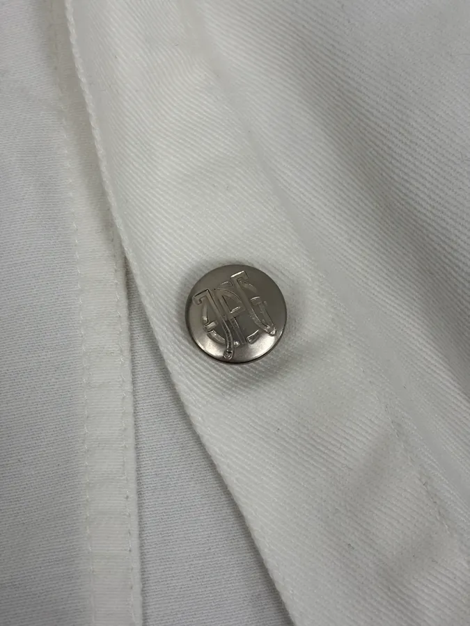 2000s Jean Paul Gaultier White Belted Denim Jacket - Image 11