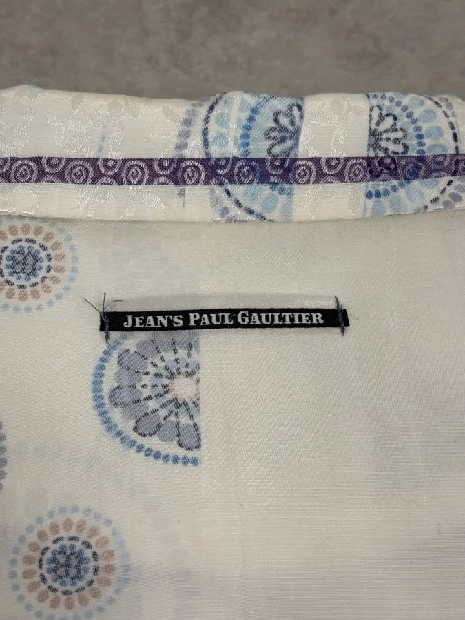 2000s Jean Paul Gaultier White & Blue Abstract Jacket - Image 11