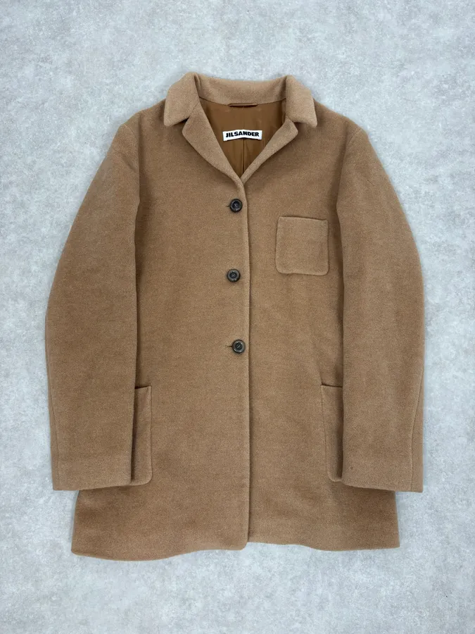 2000s Jil Sander Beige Long Minimalist Coat