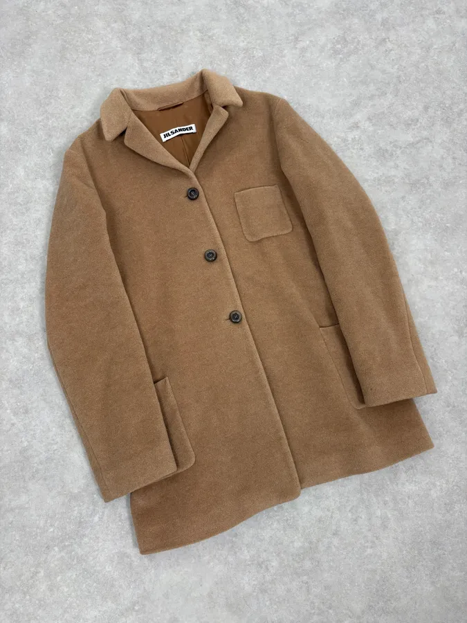 2000s Jil Sander Beige Long Minimalist Coat - Image 4