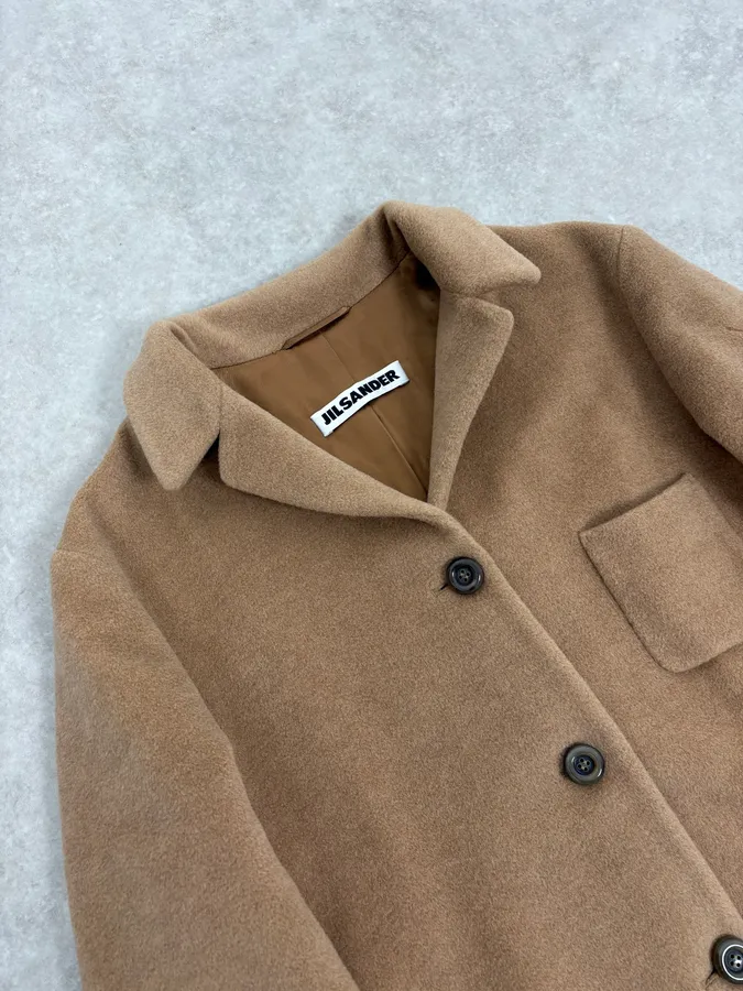 2000s Jil Sander Beige Long Minimalist Coat - Image 5