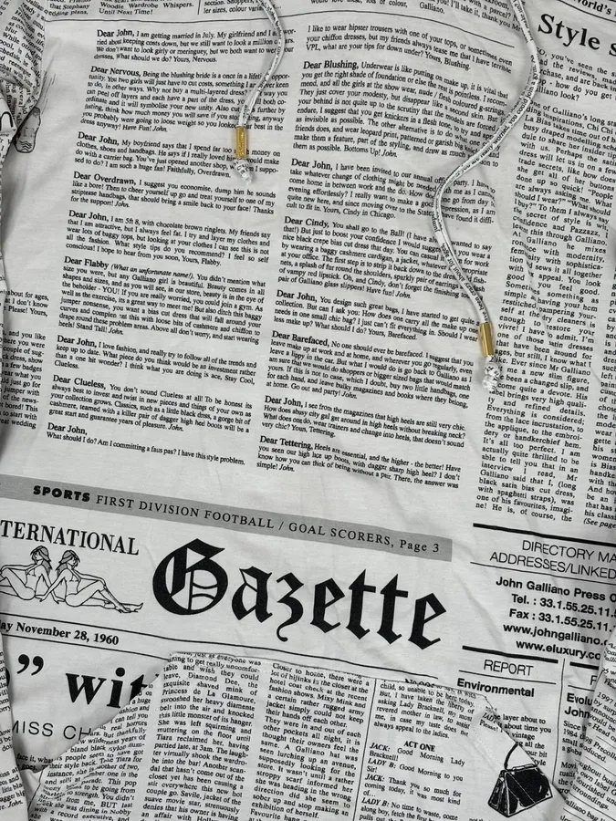 2000s John Galliano Black & White Gazette Newspaper Light Hoodie - Image 7