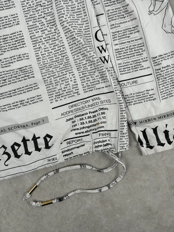 2000s John Galliano Black & White Gazette Newspaper Light Hoodie - Image 8