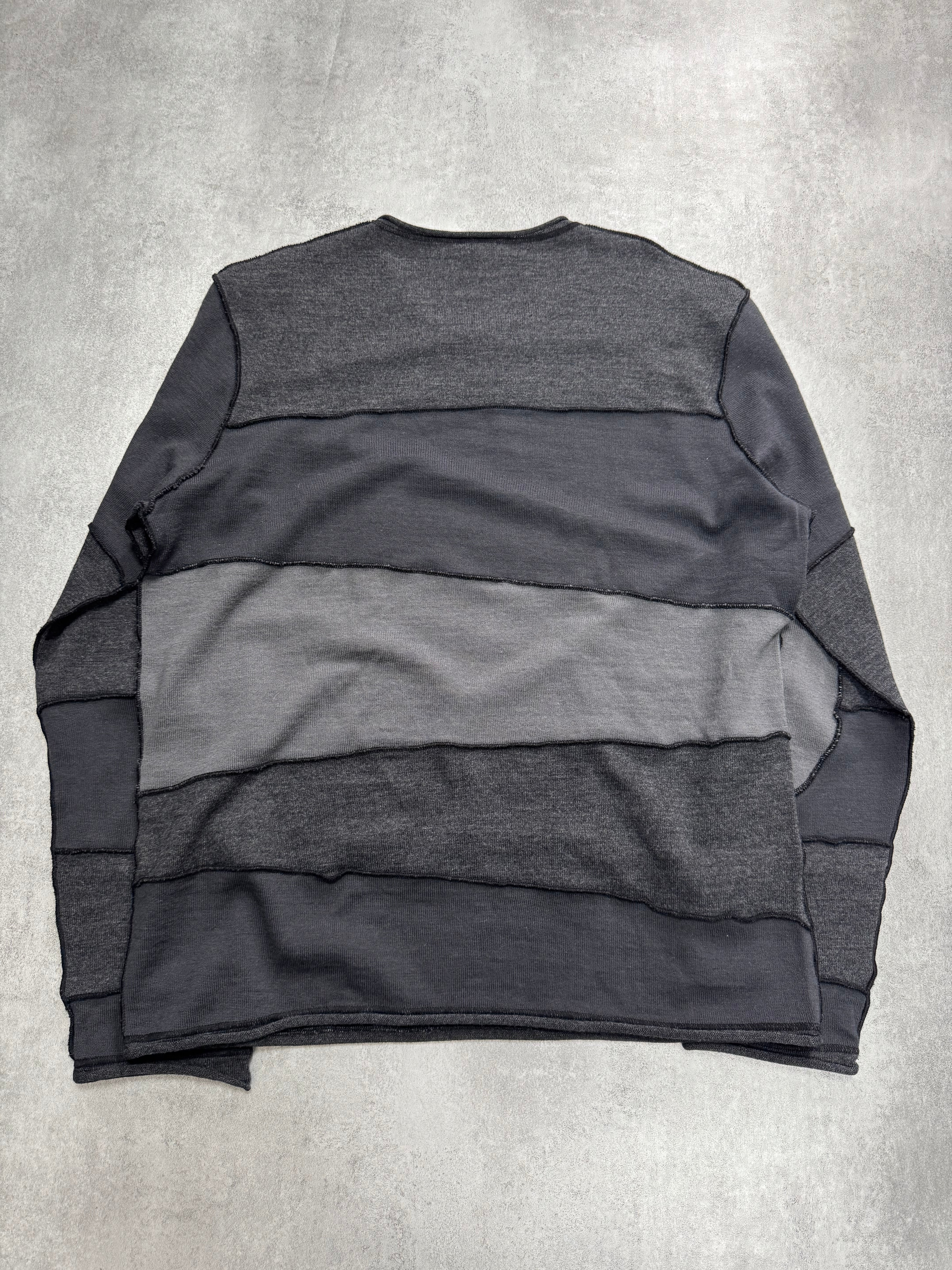 2000s Kenzo Patchworks Wool Grey Sweater - Image 3