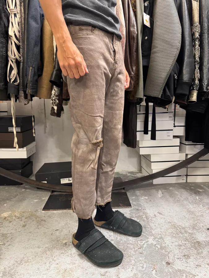 2000s Levi’s 501 Brown Distressed Pants - Image 3
