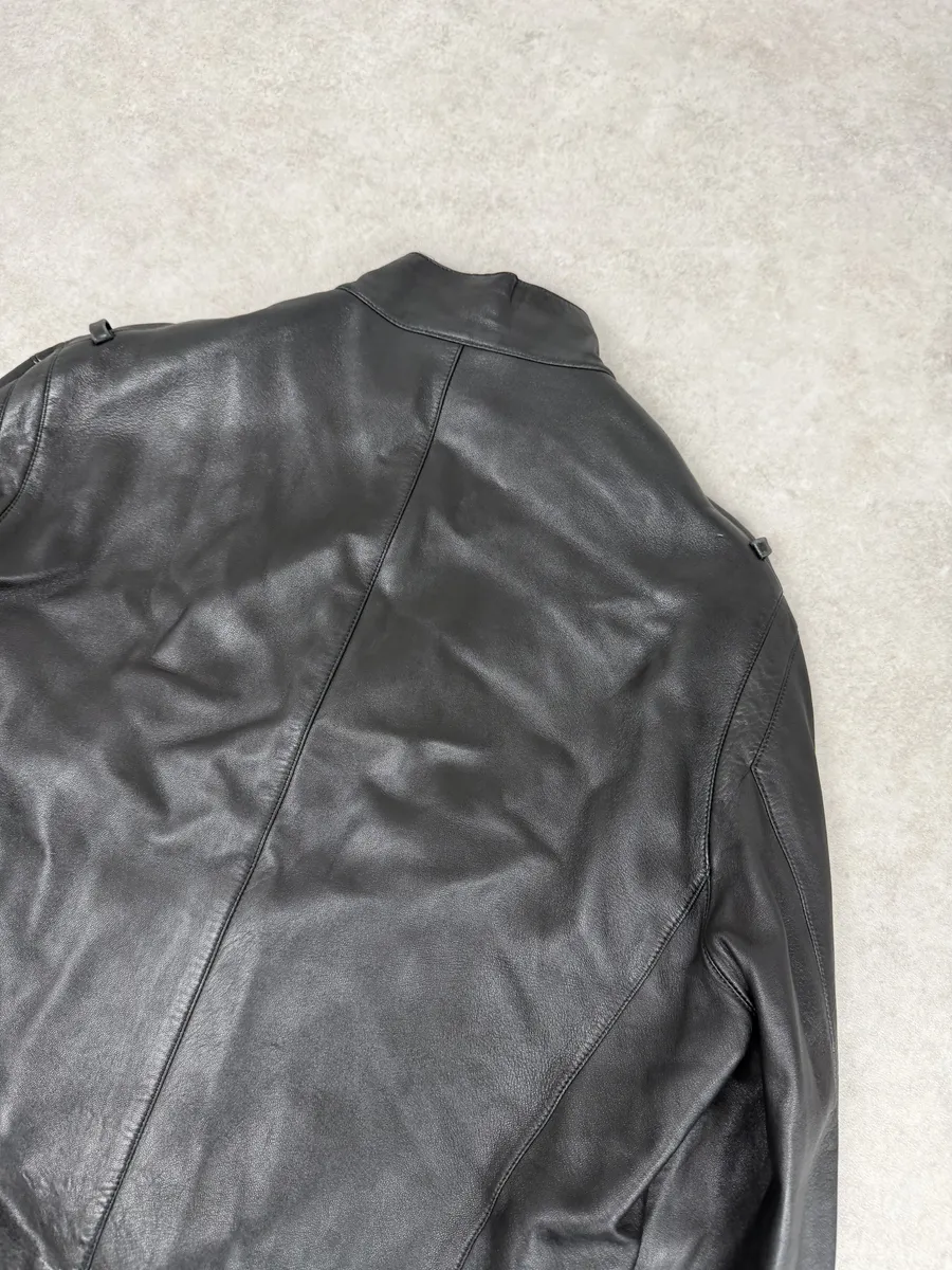2000s Louis Vuitton Black French Classy Leather Jacket - Image 6
