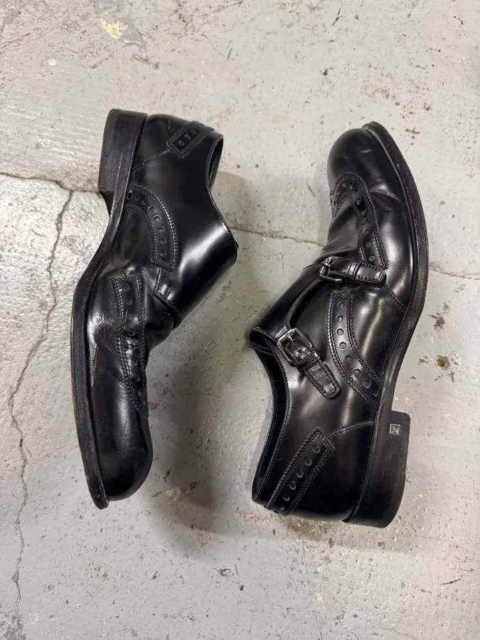2000s Louis Vuitton Black Leather Loafers Straps Shoes - Image 2