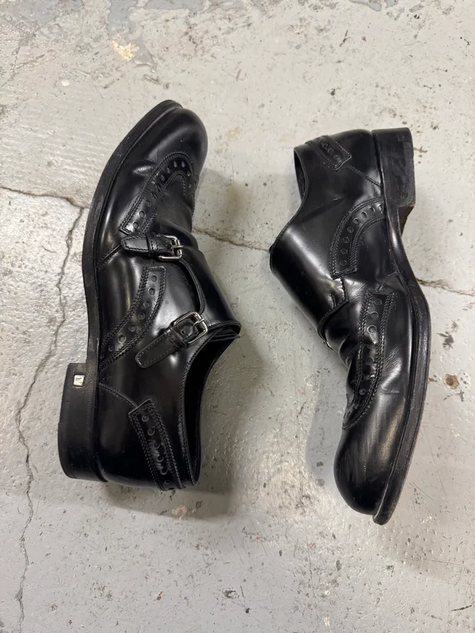 2000s Louis Vuitton Black Leather Loafers Straps Shoes - Image 4